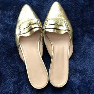 Cracked Metallic Gold J. Crew Mules